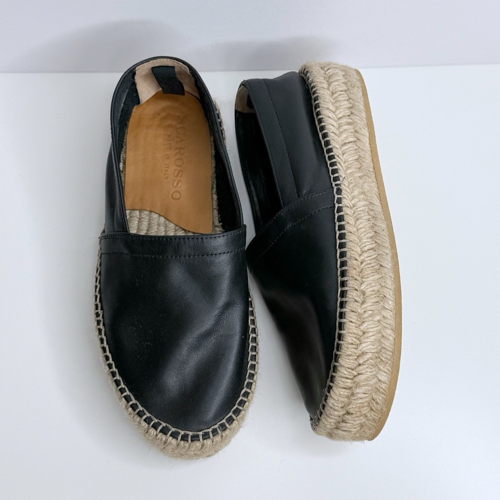 Scarosso Women's Black Leather Espadrilles‎ Size 36 (US 6) Minimalist Casual